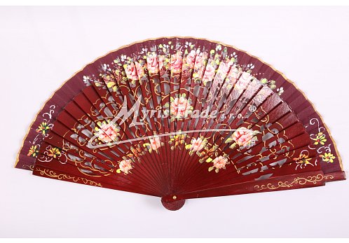 luxusní vějíř - tmavě červený (bordó)