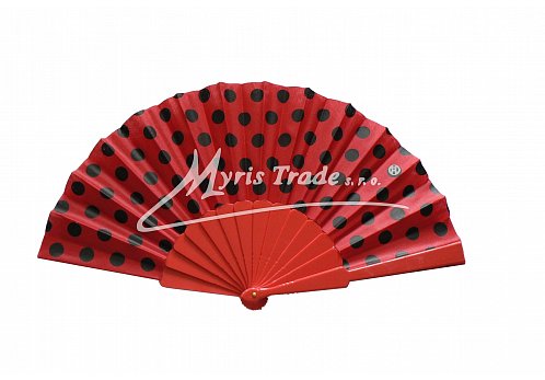 vějíř - jednobarevný s puntíky, červený