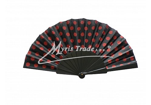vějíř - jednobarevný s puntíky, černý
