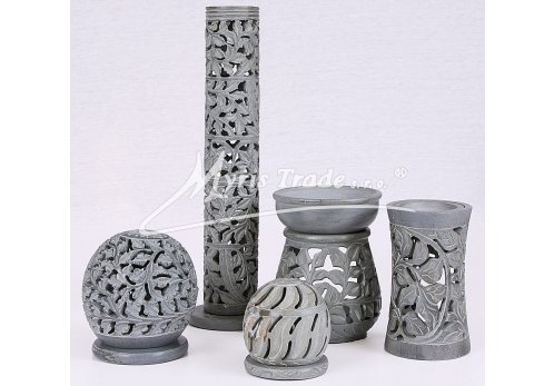 šedý svícen - 9 cm