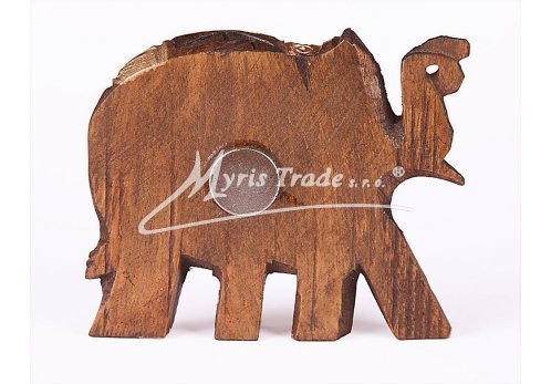 dřevěný magnet - slon tmavý, zdobený