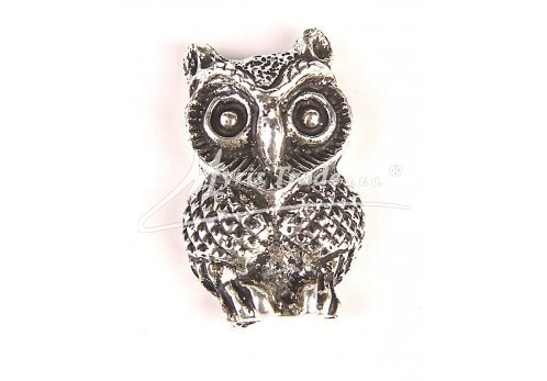 kovový postříbřený magnet - sova