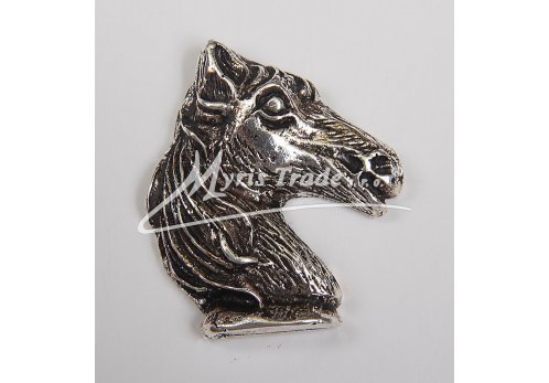 kovový postříbřený magnet - hlava koně
