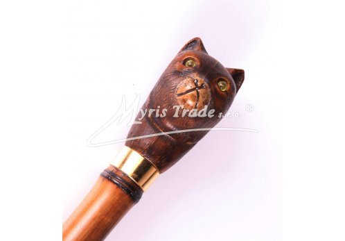 bambusová hůl - s hlavou kočky