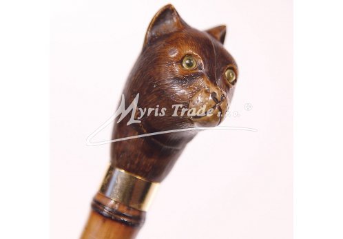 bambusová hůl - s hlavou kočky