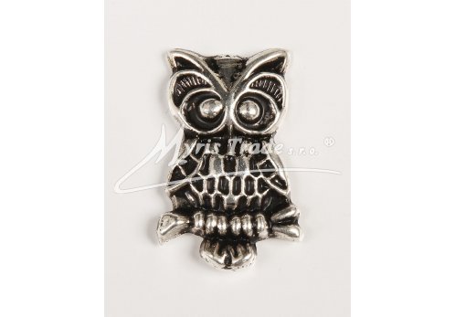 kovový postříbřený větší magnet - sova