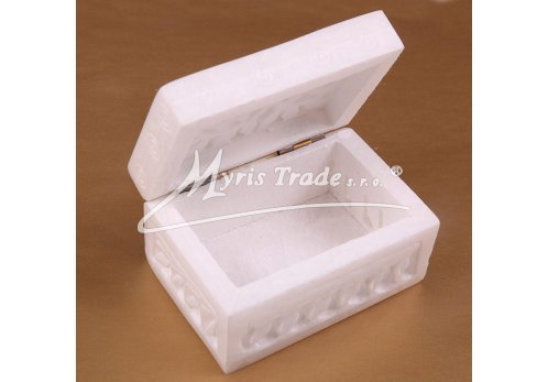 bílý mramor - vyřezávaná krabička obdélník