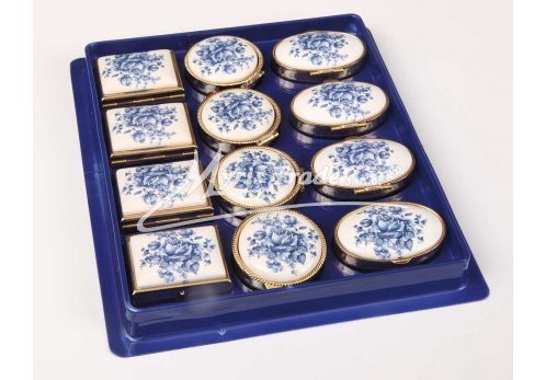 klasický ovál s květinami 01 - modrotisk