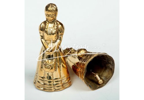 zvonek mosazný - postava ženy - 12,5 cm