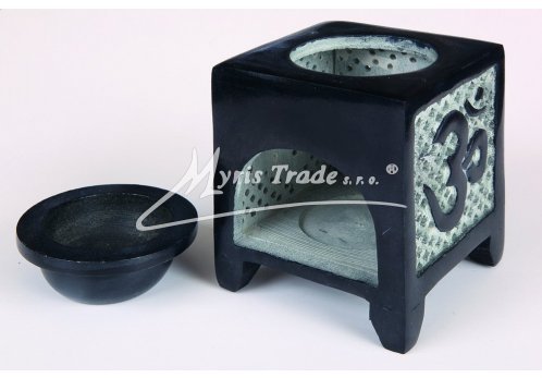 čtvercová aromalampa - černá 10 cm