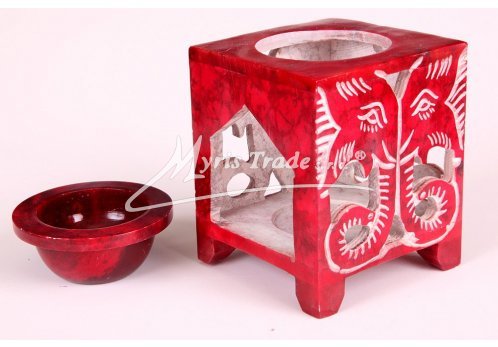 čtvercová aromalampa - červená 10 cm