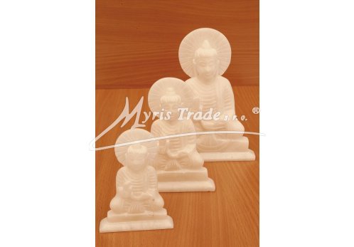 BUDDHA z bílého mramoru - 15 cm