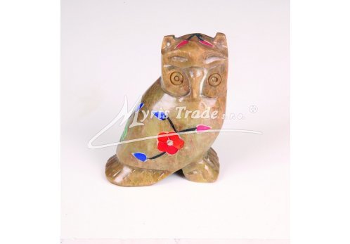 sova vykládané polodrahokamy - 8 cm