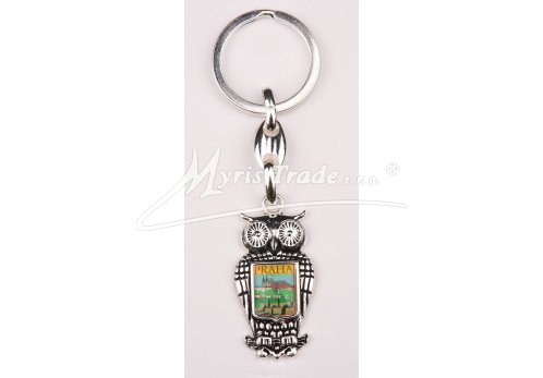 klíčenka - sova s motivem Prahy