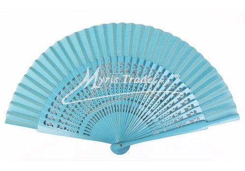 vyřezávaný vějíř - světle modrý
