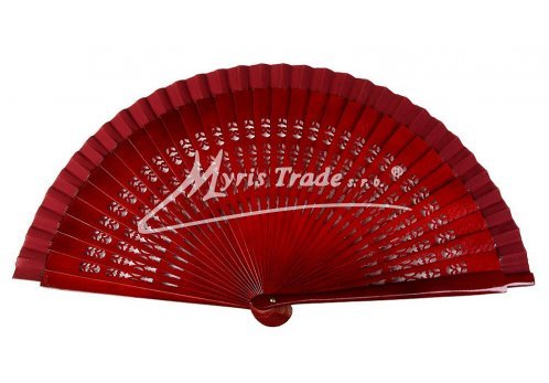 vyřezávaný vějíř - tmavě červený (bordó)