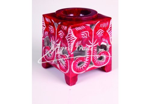 čtvercová aromalampa - červená 10 cm