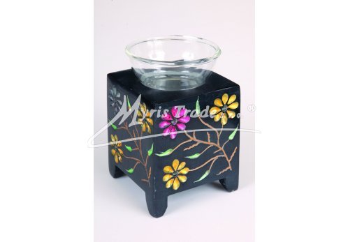 čtvercová aromalampa - černá 12 cm