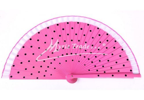dřevěný puntíkovaný vějíř - růžovočerný