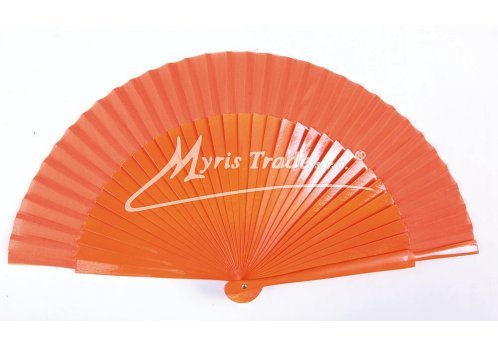 vějíř dřevěný - oranžový