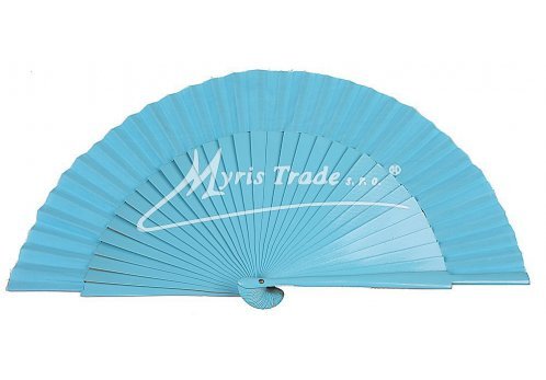 vějíř drevěný - světle modrý