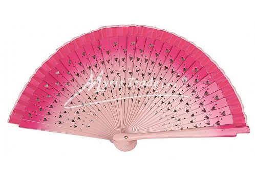 vějíř se srdíčky - fuchsiový, duhový