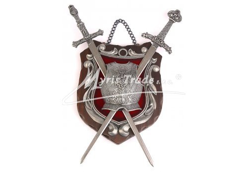 střední erb kovový na dřevě