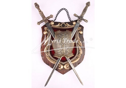 střední erb kovový na dřevě - "bronz"