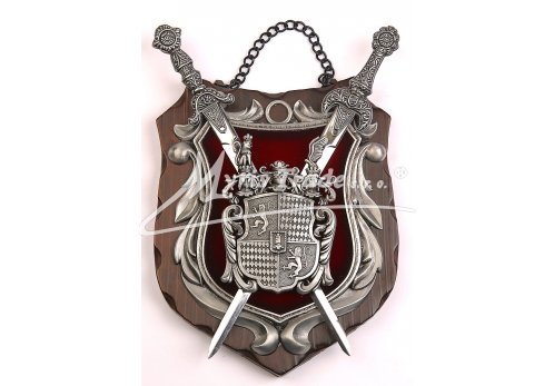 střední erb kovový na dřevě