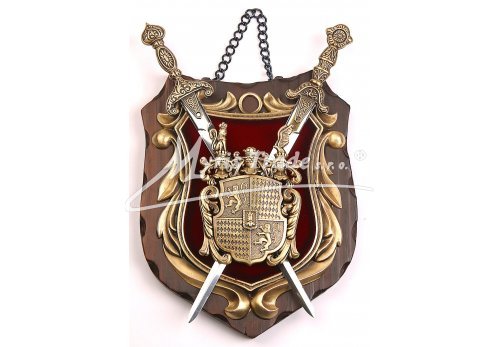 střední erb kovový na dřevě - "bronz"