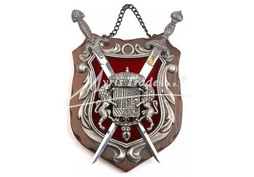 střední erb kovový na dřevě