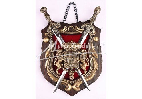 střední erb kovový na dřevě - "bronz"