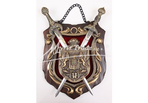 střední erb kovový na dřevě - "bronz"