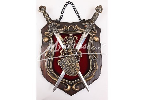 střední erb kovový na dřevě - "bronz"
