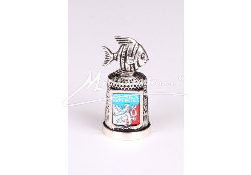 náprstek s ozdobou - ryba, s motivem ČR