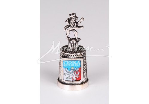 náprstek s ozdobou - lev, s motivem ČR