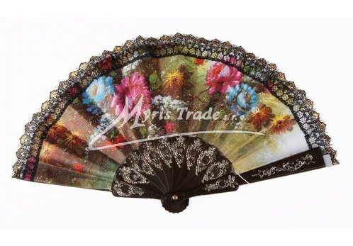 vějíř dětský s květinovými motivy