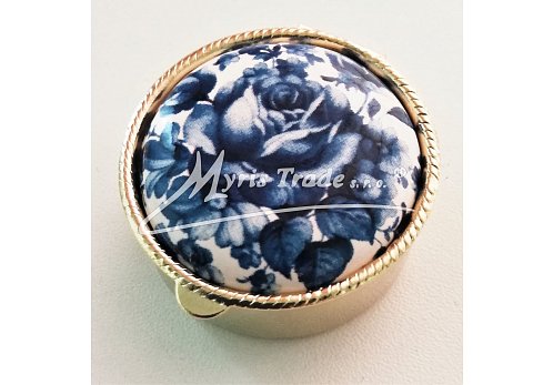 klasická kulatá s květinami 01 - modrotisk