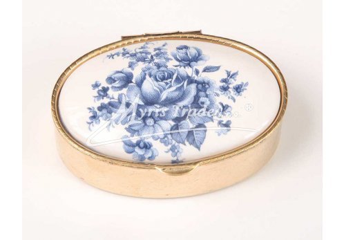 klasický ovál s květinami 01 - modrotisk