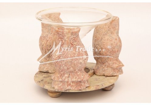 kulatá aromalampa 2015 - tři přírodní sovy 12 cm