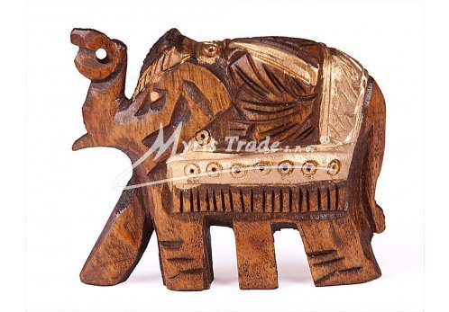 dřevěný magnet - slon tmavý, zdobený