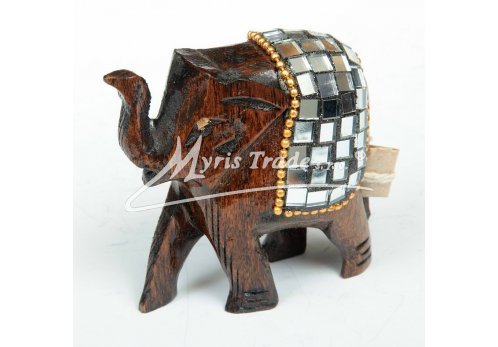 NOVÝ slon dřevěný - zdobený 6,4 cm