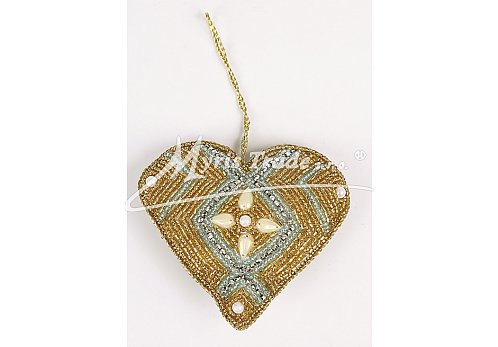 srdce - zlatomodré - paví,  11 cm