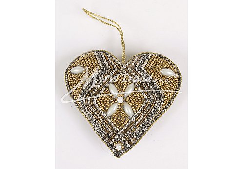 srdce - stříbrno-zlaté,  11 cm