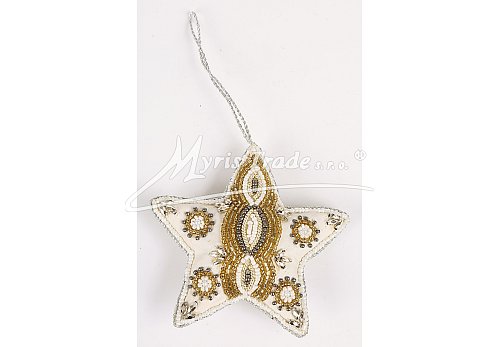 hvězda - bílo-zlatá,  11 cm
