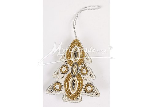 stromeček - bílo-zlatý,  11 cm