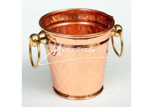 měděný květník malý s mosazí - 8 cm