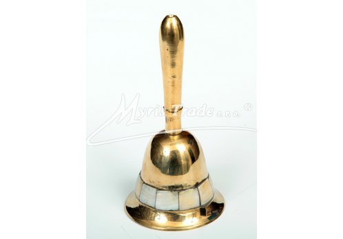 zvonek mosazný s perletí - 13,5 cm