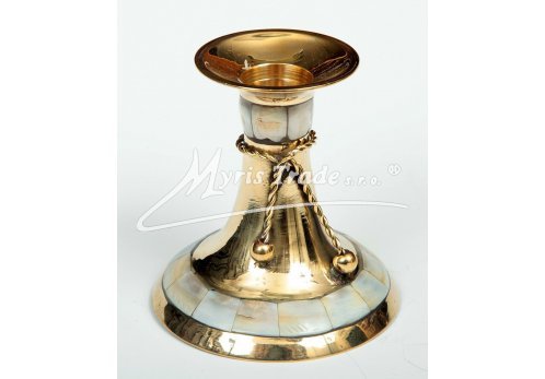 svícen mosazný s perletí - 8 cm
