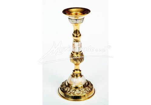 svícen mosazný s perletí - 13 cm